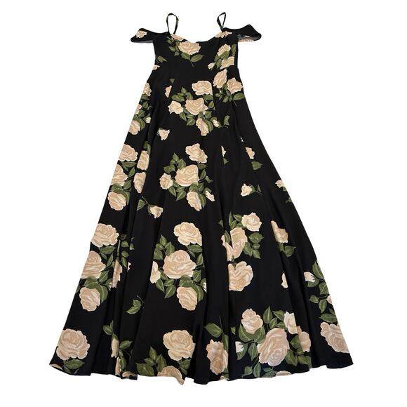 Reformation Dresses & Skirts - Reformation Poppy Maxi Dress Size 6 Black Floral Cold Shoulder Sweetheart